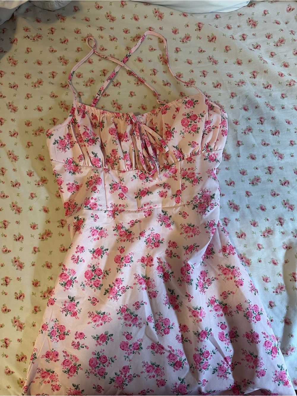 SHEIN Pink Floral Spaghetti-Strap Sundress